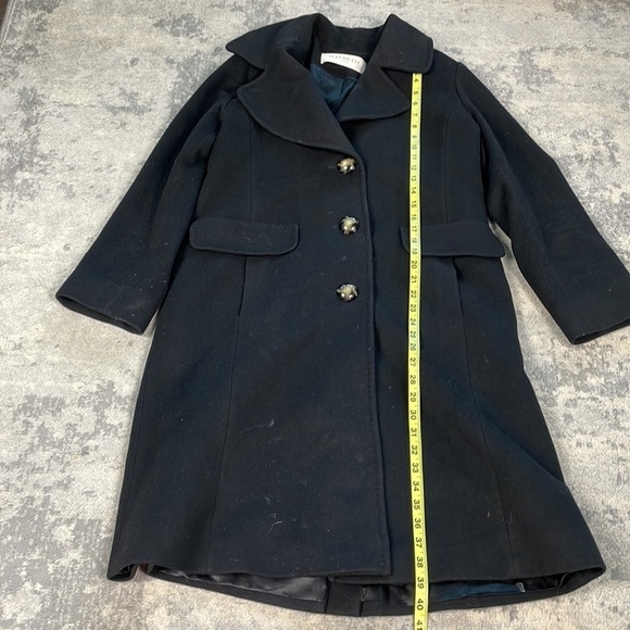 Fleurette Black Wool Cashmere Button Front Winter Coat Longline - Picture 8 of 14